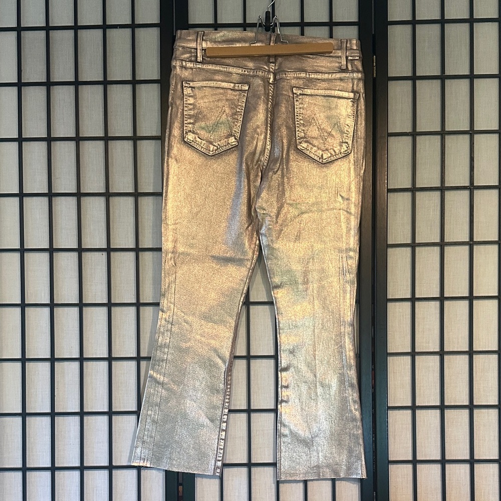 MOTHER Hustler Ankle Heavy Metal Flare Fray Jeans Never Worn Size 33 - Picture 11 of 16